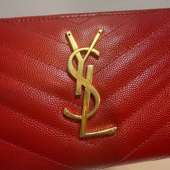 Yves Saint Laurent Red Caviar Leather Wallet - Picture 2 of 12